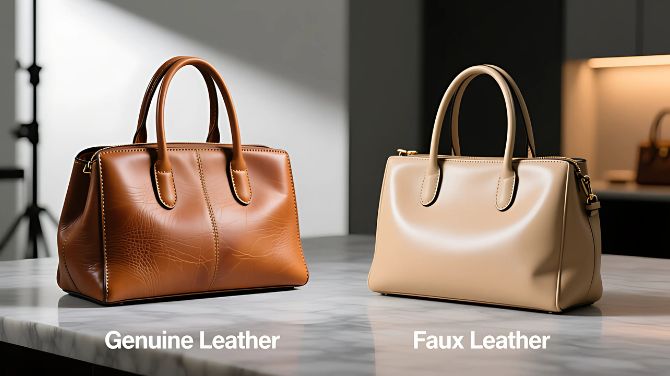 Leather vs Faux Leather Handbag