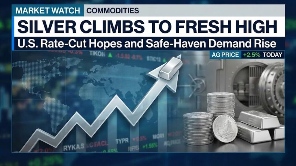 Silver Climbs to Fresh High as U.S. Rate-Cut Hopes and Safe-Haven Demand Rise