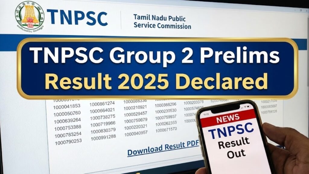 Tamil Nadu TNPSC Group 2 Prelims Result 2025 Declared