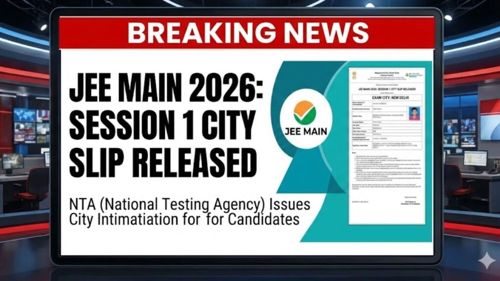 JEE Main 2026 City Slip Released by NTA for Session 1 Update